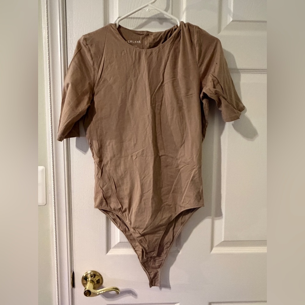 Everlane Tan Beige short sleeve Bodysuit